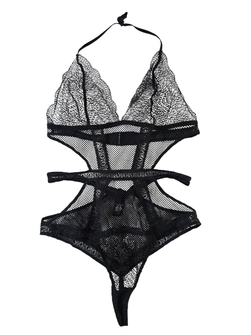 Victoria's Secret Black Lace & Mesh Cutout Teddy